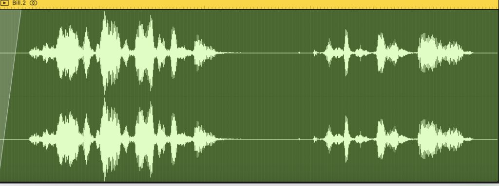 waveform for voice recording of text from WWI letter fragment